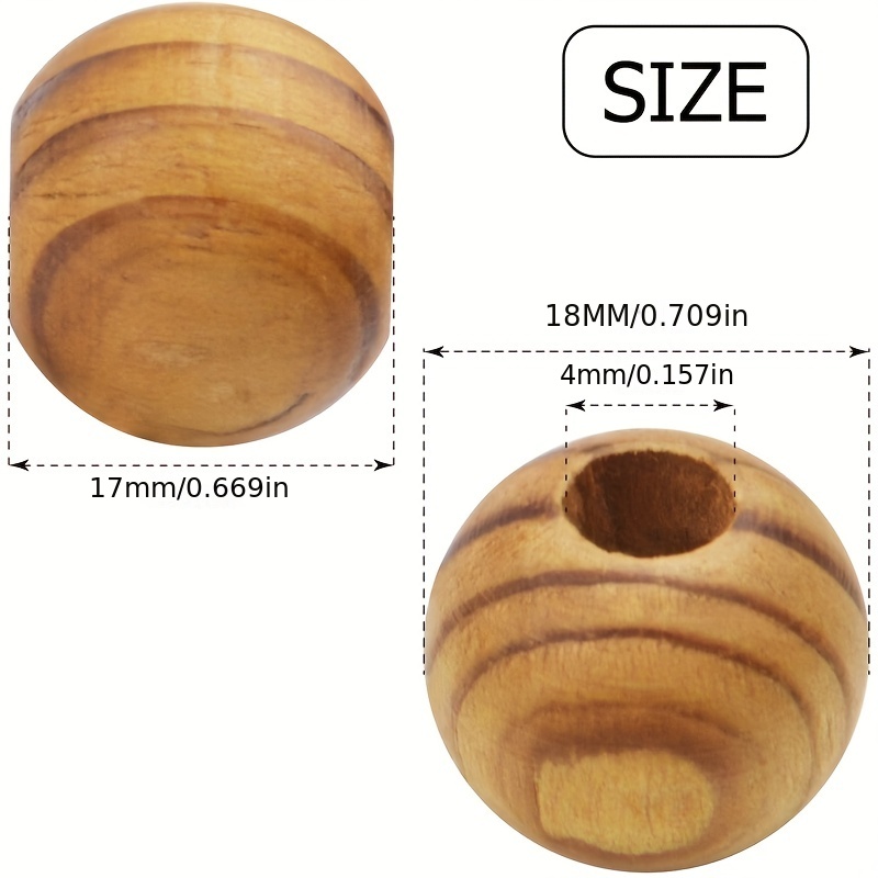 100 Natural Wooden Beads 18mm Round Spacer Beads DIY Jewelry Making